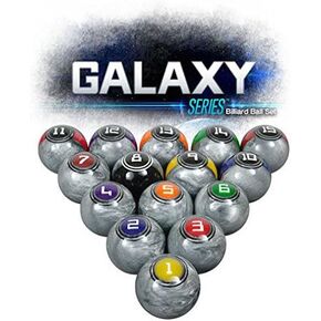 McDermott Galaxy Series Professional Billiards Pool Balls in High Gloss Metallic Silver Texture