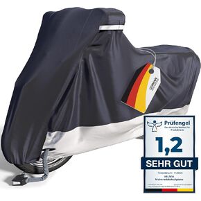 VELMIA Motorcycle Cover Extremely Heat Resistant up to 550 F I High Standard Motorcycle Cover Waterproof Outdoor for All Seasons, Motorcycle Storage, Scooter Cover, Moped Cover, Harley Cover