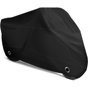 Motorcycle Cover Premium Waterproof Outdoor All Weather Protect from Dust Sunlight Rain. Compatible with Harley Davidson, Honda, Suzuki, Kawasaki, Yamaha and Many More(Black,97inch)