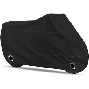 Motorcycle Cover Premium Waterproof Outdoor All Weather Protect from Dust Sunlight Rain. Compatible with Harley Davidson, Honda, Suzuki, Kawasaki, Yamaha and Many More(Black,97inch)