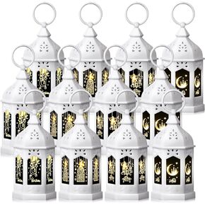12pcs Gold Ramadan Lantern Lights, Ramadan Decorations, Mini EID Mubarak Candle Lanterns，Ramadan Decorations for Home, Table, Wall رمضان للزينة ومصباح رمضان للزينة