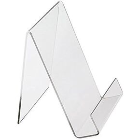 Book Easel 8.5 by 11 Slant Back with Lip Paper Stand, Clear Tablet Holder, Thick Acrylic Stand Open Ended Portrait Sized Literature Display for Home, Office, Business, School (1)