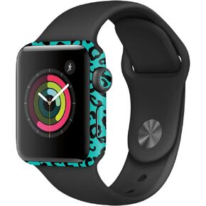 MightySkins Skin Compatible with Apple Watch Series 2 38mm - Teal Leopard | Protective, Durable, and Unique Vinyl Decal wrap Cover | Easy to Apply, Remove, and Change Styles | Made in The USA