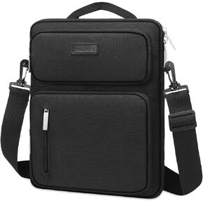 MOSISO 12.9 inch 360 Protective Tablet Sleeve Compatible with iPad Pro 12.9 inch M2 M1 2022-2018, Surface Pro 9/8/7/6/X, Carrying Case with Front 2 Raised Rectangles Pockets & Vertical Pocket, Black