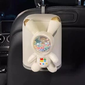 Car Can Garbage Bin Cute Cartoon Style Hanging Car Flip Lid Trash Can Detachable Leak-Proof ABS Material Spaceman Duck Smile Cloud (Smiling Cloud)