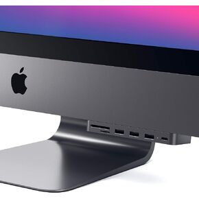 Satechi Aluminum Type-C Clamp Hub Pro with USB-C Data Port, USB-A 3.0 Data, Micro/SD Card Reader - Compatible with 2020/2019/2017 iMac & iMac Pro, Does Not Fit 2021 iMac (Silver)