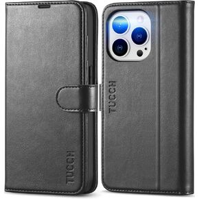 TUCCH Case for iPhone 14 Pro Wallet Case 5G, [RFID Blocking] 4 Card Holder Stand [Shockproof TPU Interior Case] PU Leather Magnetic Protective Flip Cover Compatible with iPhone 14 Pro 6.1" 2022, Black