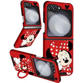 Oqplog for Z Flip 5 Case Cute Cartoon Case for Samsung Flip 5 with Ring Holder for Women Girly Funny Trendy Unique Fashion Galaxy Z Flip 5 Phone Case for Samsung Galaxy Z Flip 5, Heart Minn