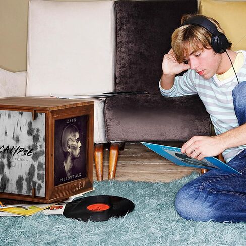 مكعب تخزين تسجيلات الفينيل من MYOYAY، صندوق تخزين من الفينيل المعياري الخشبي، قفص فينيل عتيق قابل للتكديس، حامل سجل الألبومات المتدحرجة in Kuwait
