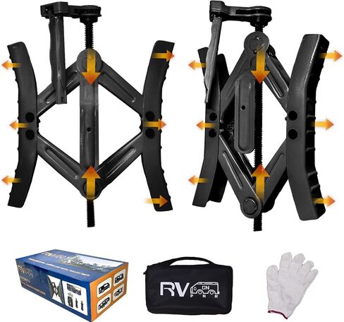 Camper Wheel Chock Stabilizers,RV Heavy Duty Tire Chock Stabilizers,Travel Trailers Wheel Chock Scissor 2 Sets with Built-in Wrench, Tire Locking Chocks Accessories，Black in Saudi Arabia