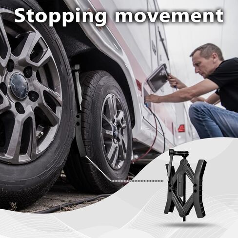 Camper Wheel Chock Stabilizers,RV Heavy Duty Tire Chock Stabilizers,Travel Trailers Wheel Chock Scissor 2 Sets with Built-in Wrench, Tire Locking Chocks Accessories，Black in Saudi Arabia