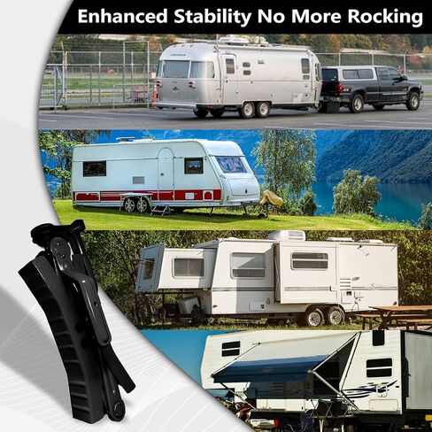 Camper Wheel Chock Stabilizers,RV Heavy Duty Tire Chock Stabilizers,Travel Trailers Wheel Chock Scissor 2 Sets with Built-in Wrench, Tire Locking Chocks Accessories，Black in Saudi Arabia