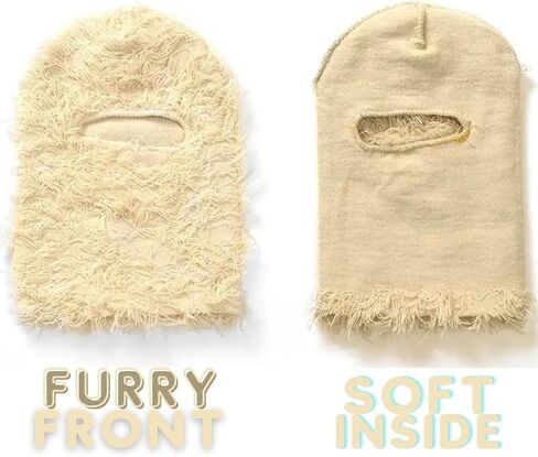 Yeat Distressed Ski Mask - A Furry Knitted Balaclava Full Face Mask for Men and Women Cold Weather Gear. in Saudi Arabia