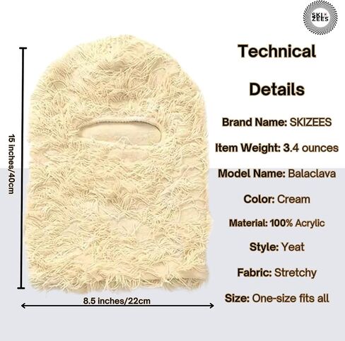 Yeat Distressed Ski Mask - A Furry Knitted Balaclava Full Face Mask for Men and Women Cold Weather Gear. in Saudi Arabia