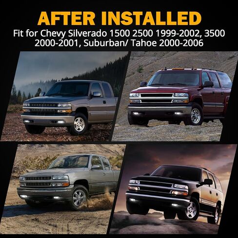 مصابيح ضباب Auxbeam LED مع DRL لسيارة Chevy Silverado 1500/2500 1999-2002، 3500 2000-2001، شيفروليه سوبربان/تاهو 2000-2006، مصابيح ضباب للقيادة معتمدة من وزارة النقل in Saudi Arabia