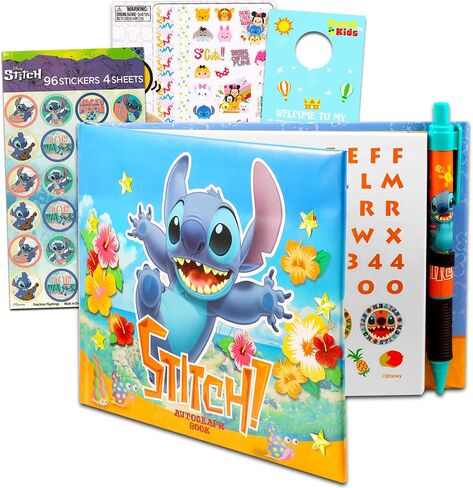 Stitch Autograph Book for Kids - Bundle with 50 Page Lilo and Stitch Signature Book with Pen Plus Stickers, Tattoos, More | Disneyland Autograph Book in Saudi Arabia