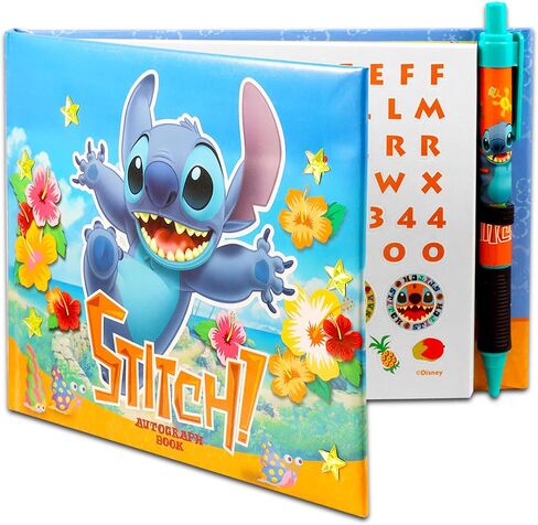 Stitch Autograph Book for Kids - Bundle with 50 Page Lilo and Stitch Signature Book with Pen Plus Stickers, Tattoos, More | Disneyland Autograph Book in Saudi Arabia