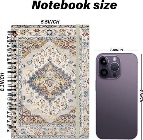 Spiral Notebook,Hardcover Spiral Journal,5.5 x 8.3 Inch,80GSM Thick Paper,60 Sheets 120 Pages,with Elastic Closure Band for Girls Women School Office Aesthetic Cute Cool Little Specter-White in Saudi Arabia