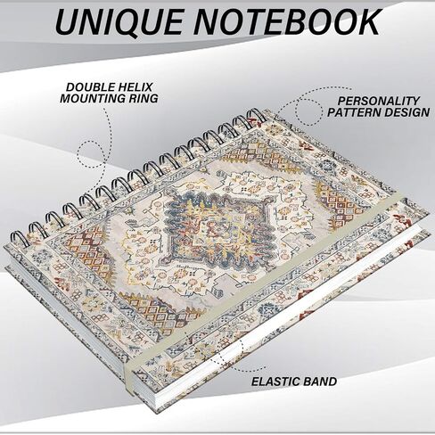 Spiral Notebook,Hardcover Spiral Journal,5.5 x 8.3 Inch,80GSM Thick Paper,60 Sheets 120 Pages,with Elastic Closure Band for Girls Women School Office Aesthetic Cute Cool Little Specter-White in Saudi Arabia