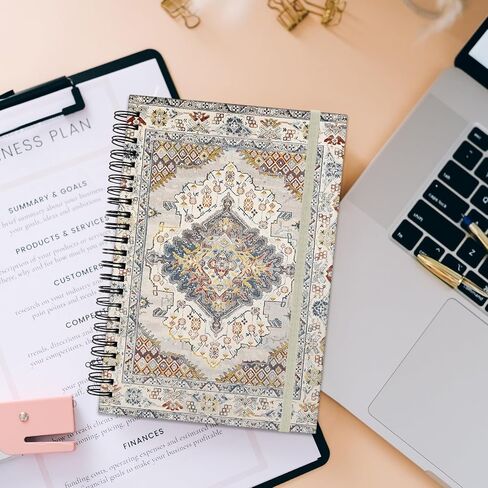 Spiral Notebook,Hardcover Spiral Journal,5.5 x 8.3 Inch,80GSM Thick Paper,60 Sheets 120 Pages,with Elastic Closure Band for Girls Women School Office Aesthetic Cute Cool Little Specter-White in Saudi Arabia
