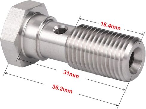 M10x1.0 Metric Stainless Steel Single Banjo Bolt Brake Fitting Adapter 20mm Long with Copper Washers in Saudi Arabia