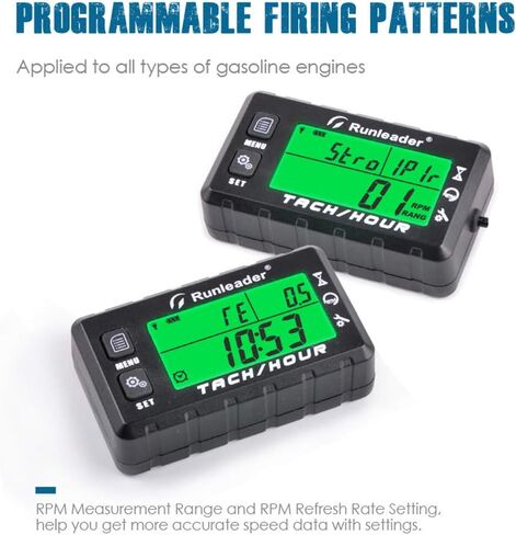 Inductive Tachometer Gauge Hour Meter Engine Tachometer Maintenance Reminder Digital Tacho Hour Meters for Boat Lawn Mower Generator Marine ATV Motorcycle (Black) in Kuwait