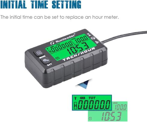 Inductive Tachometer Gauge Hour Meter Engine Tachometer Maintenance Reminder Digital Tacho Hour Meters for Boat Lawn Mower Generator Marine ATV Motorcycle (Black) in Kuwait