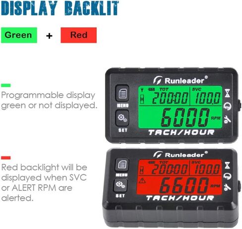 Inductive Tachometer Gauge Hour Meter Engine Tachometer Maintenance Reminder Digital Tacho Hour Meters for Boat Lawn Mower Generator Marine ATV Motorcycle (Black) in Kuwait