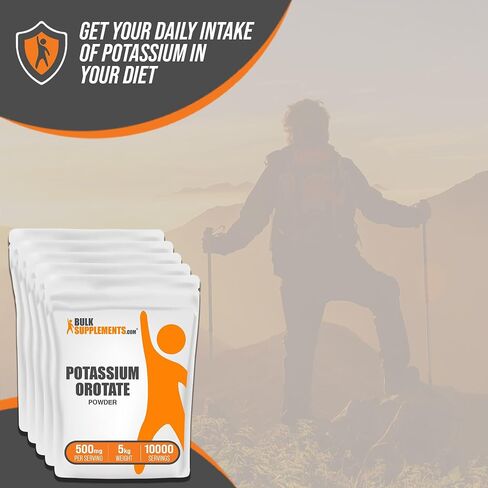 BulkSupplements.com Potassium Orotate Powder - Potassium Supplement, Potassium Orotate 500mg, Potassium Powder - Gluten Free, 500mg (95mg Potassium) per Serving, 500g (1.1 lbs) (Pack of 1) in Saudi Arabia