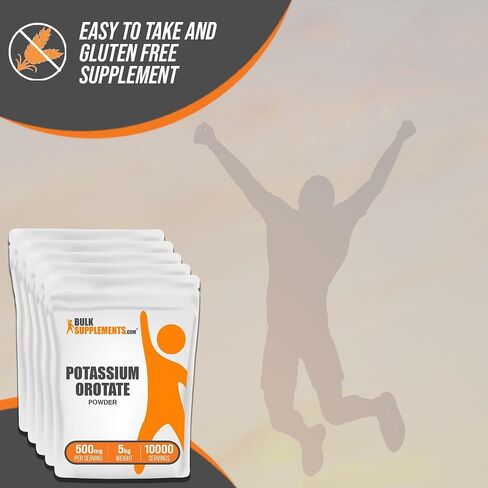 BulkSupplements.com Potassium Orotate Powder - Potassium Supplement, Potassium Orotate 500mg, Potassium Powder - Gluten Free, 500mg (95mg Potassium) per Serving, 500g (1.1 lbs) (Pack of 1) in Saudi Arabia