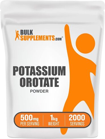 BulkSupplements.com Potassium Orotate Powder - Potassium Supplement, Potassium Orotate 500mg, Potassium Powder - Gluten Free, 500mg (95mg Potassium) per Serving, 500g (1.1 lbs) (Pack of 1) in Saudi Arabia