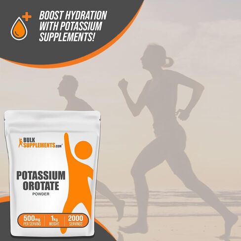BulkSupplements.com Potassium Orotate Powder - Potassium Supplement, Potassium Orotate 500mg, Potassium Powder - Gluten Free, 500mg (95mg Potassium) per Serving, 500g (1.1 lbs) (Pack of 1) in Saudi Arabia