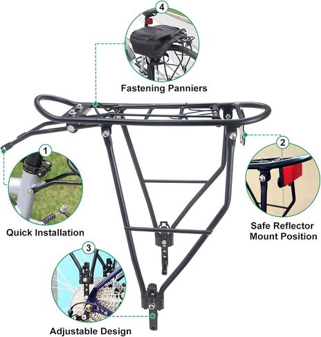 ZUKKA Bike Rear Rack Alloy Aluminum Adjustable Bike Cargo Rack for Bike of Back for 24"-28"/700C Bikes for Mountain Bike Road Bike in Saudi Arabia