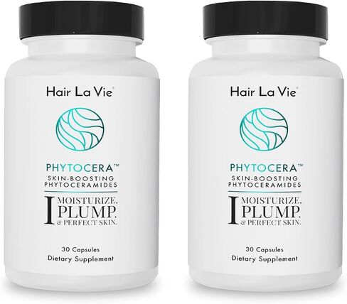 Hair La Vie Phytocera Dry Skin Supplement for Women - Phytoceramides for Aging Skin - Rice Based and Gluten Free - Glowing Skin Vitamins (2-Pack) in Saudi Arabia