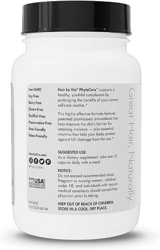 Hair La Vie Phytocera Dry Skin Supplement for Women - Phytoceramides for Aging Skin - Rice Based and Gluten Free - Glowing Skin Vitamins (2-Pack) in Saudi Arabia