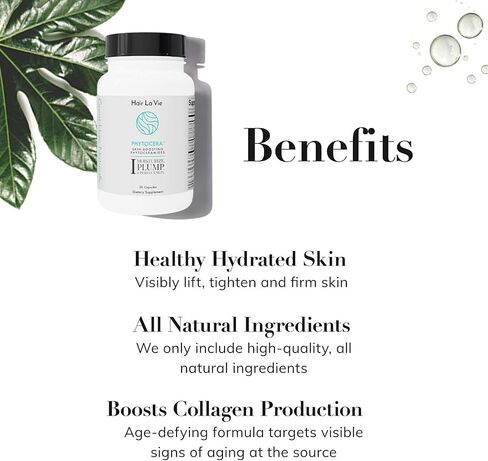 Hair La Vie Phytocera Dry Skin Supplement for Women - Phytoceramides for Aging Skin - Rice Based and Gluten Free - Glowing Skin Vitamins (2-Pack) in Saudi Arabia