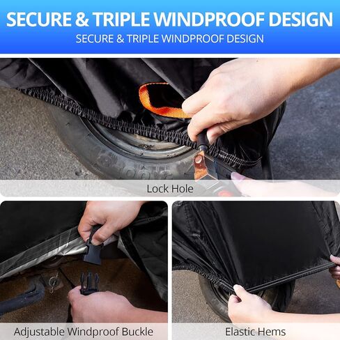 Motorcycle Cover Waterproof Outdoor All Weather Protection 210D, Heavy Duty Material Fits up to 104 Inches, with Storage Bag in Saudi Arabia