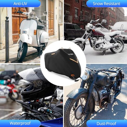 Motorcycle Cover Waterproof Outdoor All Weather Protection 210D, Heavy Duty Material Fits up to 104 Inches, with Storage Bag in Saudi Arabia