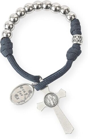 Nazareth Store Strong Military One Decade Paracord Rosary Silver Beads Pocket Car Rosary Pray For Us St. Joseph Medal & St. Benedict Cross in Saudi Arabia