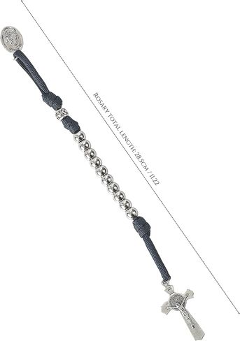 Nazareth Store Strong Military One Decade Paracord Rosary Silver Beads Pocket Car Rosary Pray For Us St. Joseph Medal & St. Benedict Cross in Saudi Arabia