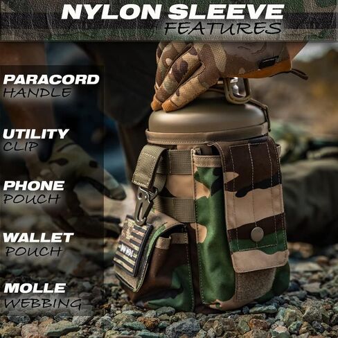 Iron Infidel The Original Battle Bottle - Half Gallon Insulated Water Bottle with Paracord Handle, Large 64 oz Stainless Steel Water Jug with Rugged, Removable Sleeve for Keys, Wallet & Phone in Saudi Arabia