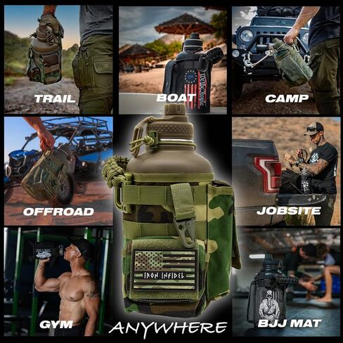 Iron Infidel The Original Battle Bottle - Half Gallon Insulated Water Bottle with Paracord Handle, Large 64 oz Stainless Steel Water Jug with Rugged, Removable Sleeve for Keys, Wallet & Phone in Saudi Arabia