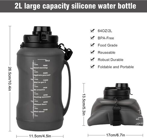 زجاجة مياه قابلة للطي خالية من مادة BPA - زجاجة مياه قابلة للطي سعة 20 أونصة لزجاجات السفر الرياضية مع مقاومة ثلاثية للتسرب خفيفة الوزن (أزرق) in Kuwait