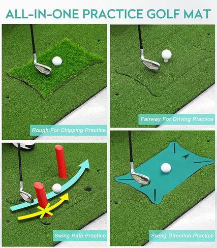 بساط الجولف: بساط ضرب ممارسة الجولف بطول 5 أقدام × 4 أقدام، بساط تقطيع جولف داخلي وخارجي لتدريب مهارات الجولف، يتضمن 5 حصائر قابلة للتبديل لمحاكاة العشب الحقيقي، هدايا للرجال/الأولاد/لاعبي الجولف in Kuwait
