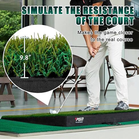 PGM Golf Mat - 40‘’ x 40'' Golf Hitting Mat Golf Mats Practice Indoor Outdoor - Adjustable Slopes Golf Hitting Training Aids for Backyard Driving Chipping Training in Kuwait