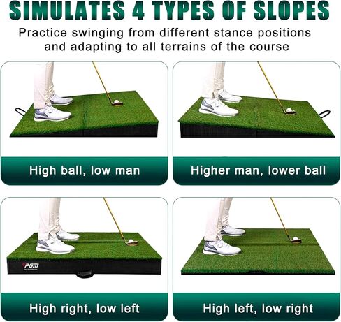 PGM Golf Mat - 40‘’ x 40'' Golf Hitting Mat Golf Mats Practice Indoor Outdoor - Adjustable Slopes Golf Hitting Training Aids for Backyard Driving Chipping Training in Kuwait