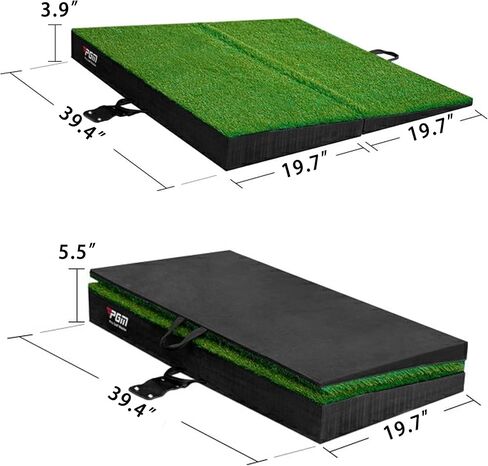 PGM Golf Mat - 40‘’ x 40'' Golf Hitting Mat Golf Mats Practice Indoor Outdoor - Adjustable Slopes Golf Hitting Training Aids for Backyard Driving Chipping Training in Kuwait