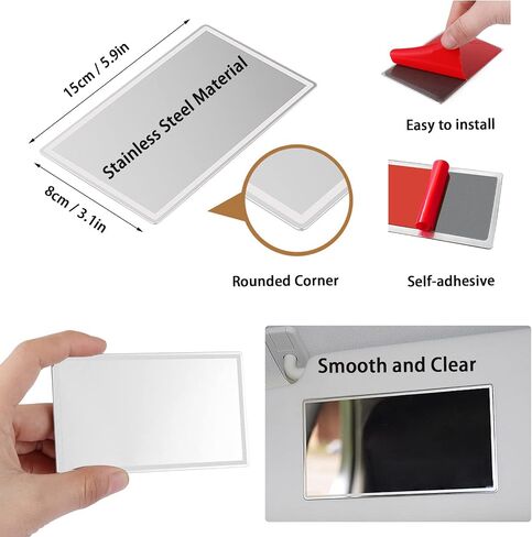 Car Interior Mirror Styling Accessories Car Seatback Universal Mirror Portable Self-Adhesive Makeup Mirror Car Sun Protection Visor HD Stainless Steel Mirror in Saudi Arabia