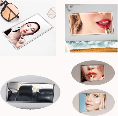 Car Interior Mirror Styling Accessories Car Seatback Universal Mirror Portable Self-Adhesive Makeup Mirror Car Sun Protection Visor HD Stainless Steel Mirror in Saudi Arabia