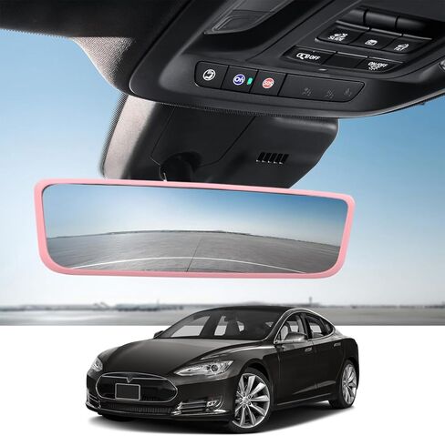 Car Rear View Mirror Protector Frame, Silicone Auto Rearview Mirror Edge Protective Cover Compatible with Model 3 Y, Car Interior Rearview Mirror Decor Accessories (Black) in Kuwait